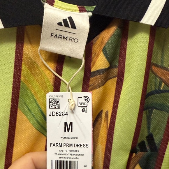 FARM RIO X ADIDAS Stripes Of Paradise Semi Spark Dress M - Picture 5 of 5